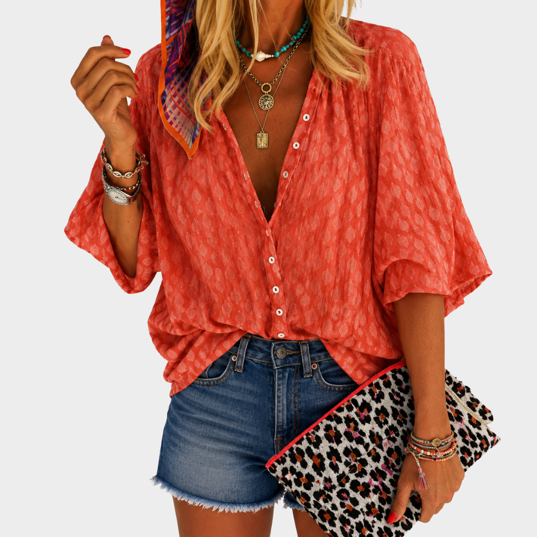 Lightweight Blouse with Colorful Print